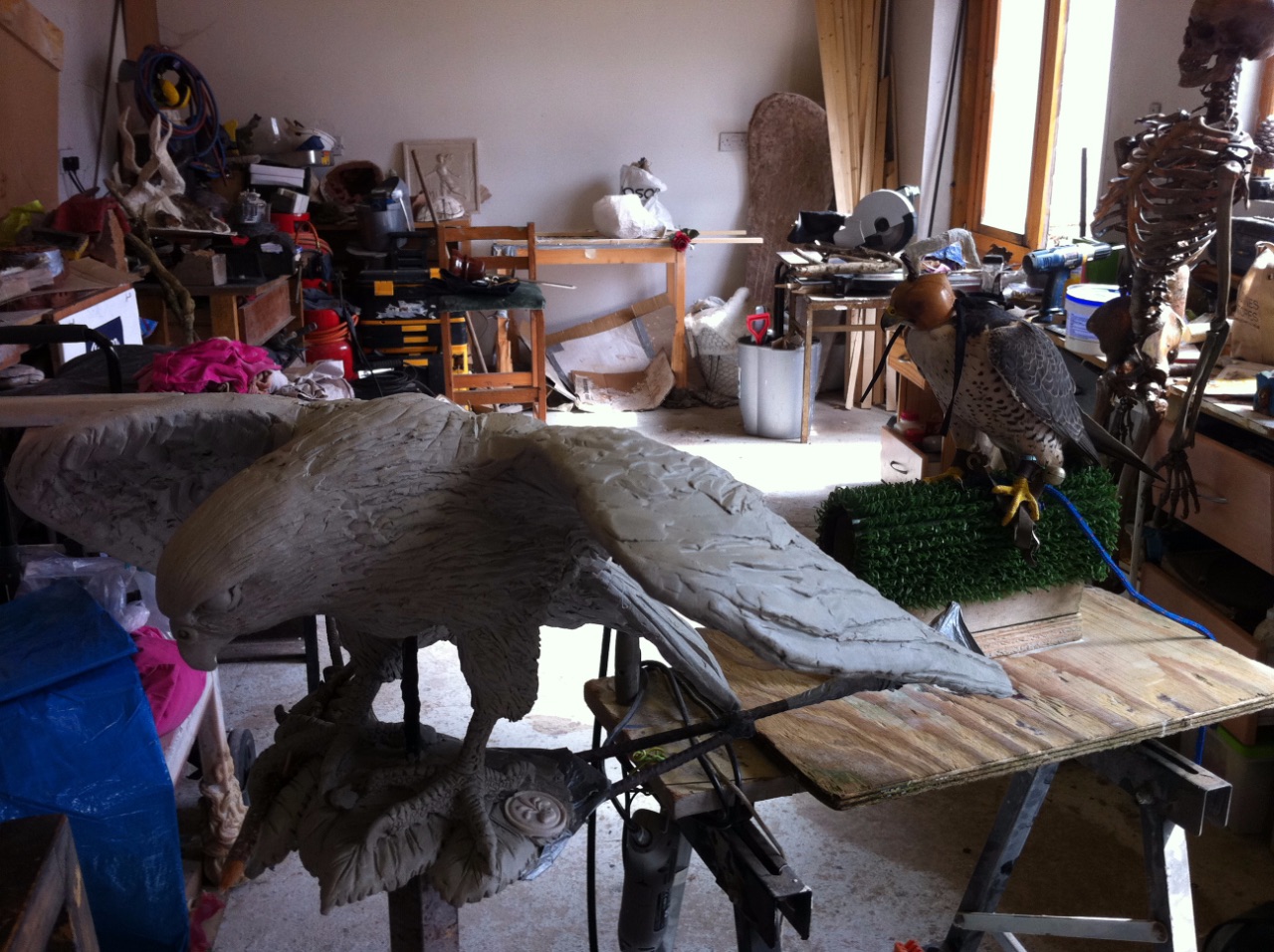 Falcon (being sculpted) 